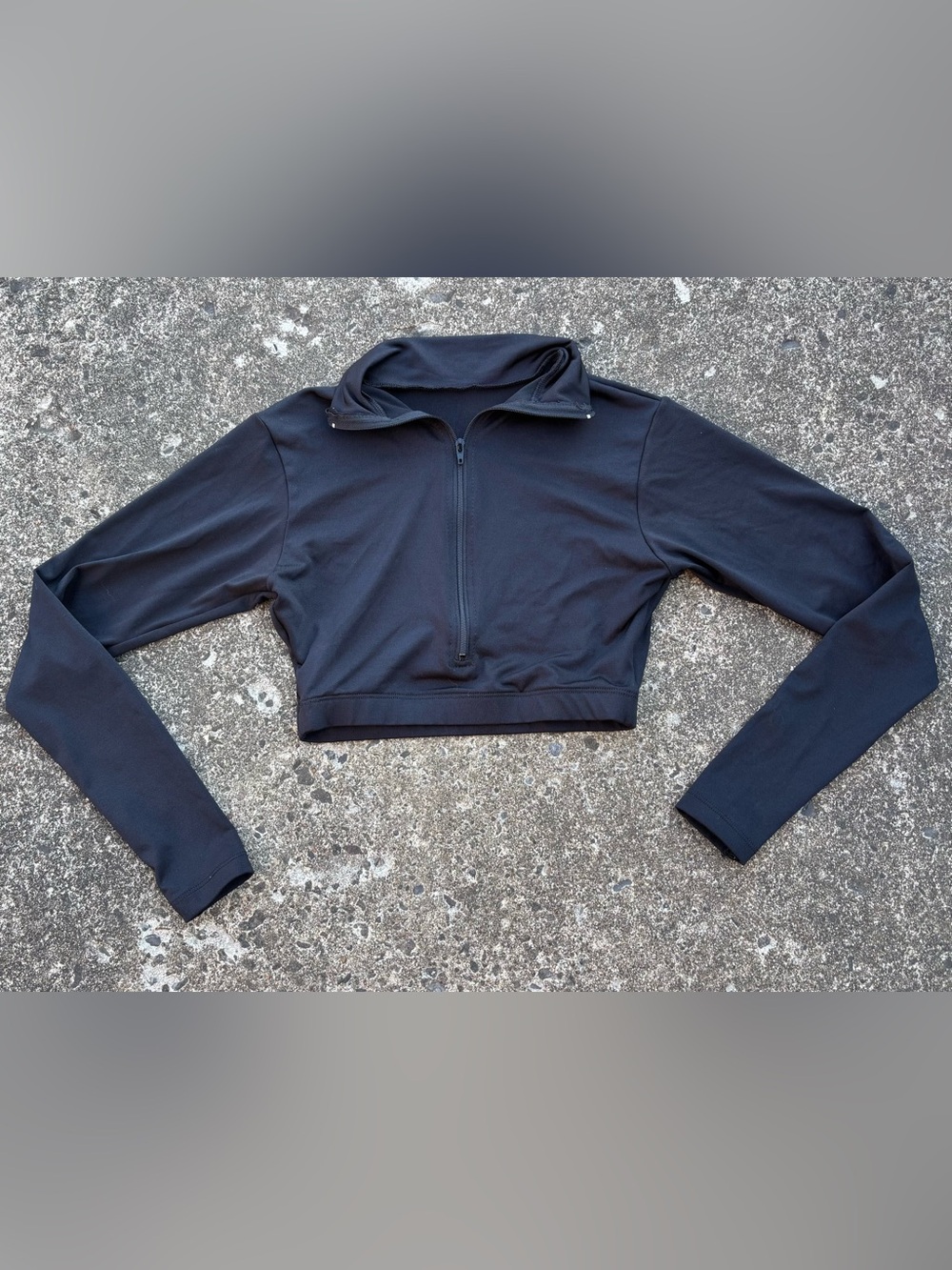 Black Cropped Half-Zip Pullover
